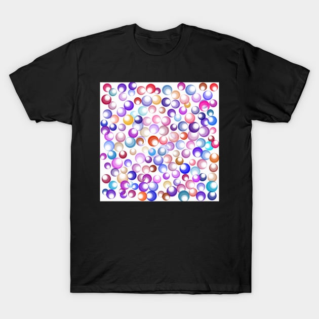 Colorful Circles on White T-Shirt by Klssaginaw